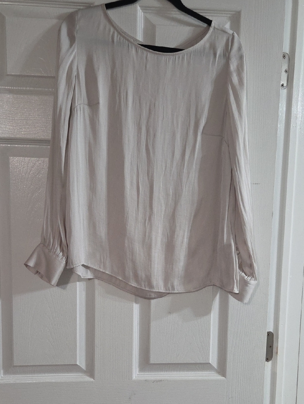Banana Republic Cream Long-Sleeve Satin Blouse